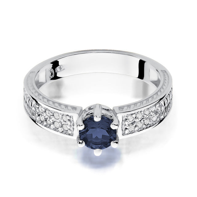 Inel Aur 14K cu Safir 0.50 ct si Diamante Naturale 0.08 ct, imaginea 6 din 10