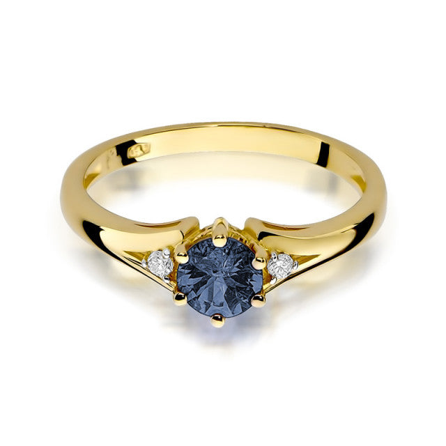 Inel Aur 14K cu Safir 0.50 ct si Diamante Naturale 0.03 ct, imaginea 2 din 10