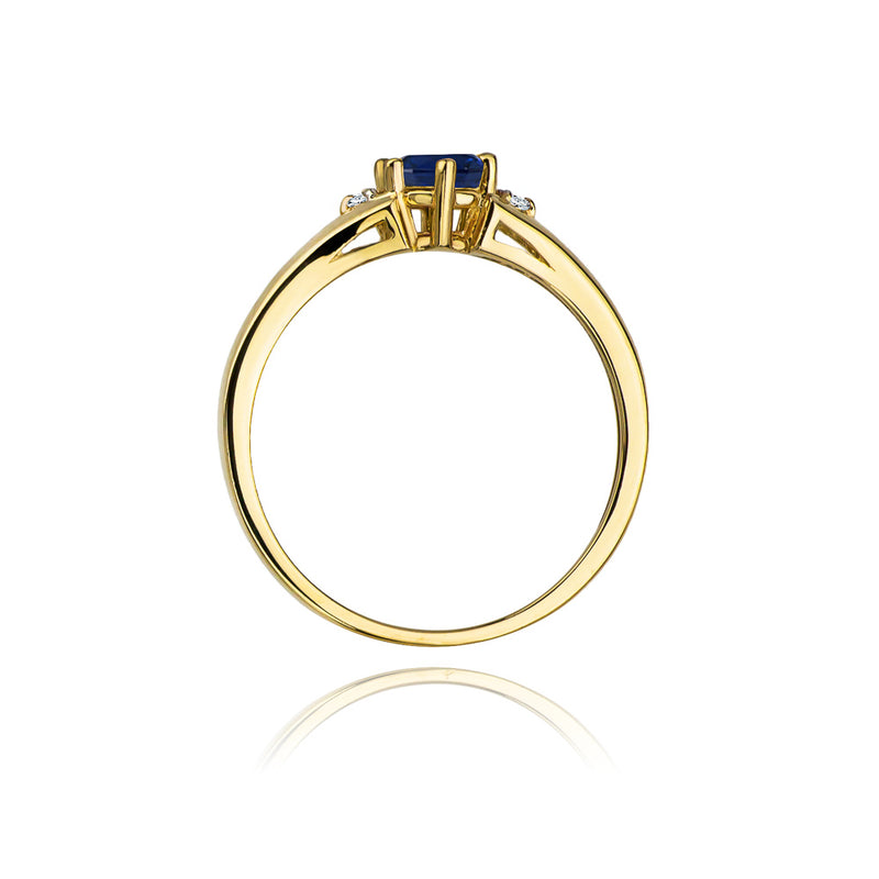 Inel Aur 14K cu Safir 0.50 ct si Diamante Naturale 0.03 ct, imaginea 3 din 10