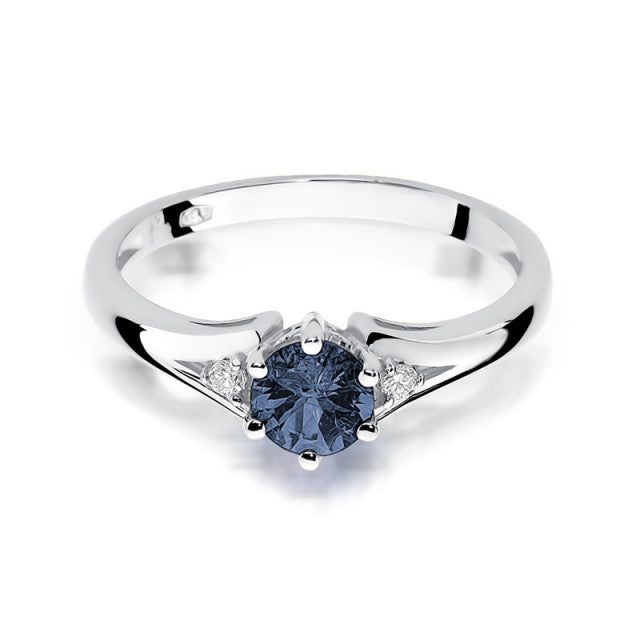 Inel Aur 14K cu Safir 0.50 ct si Diamante Naturale 0.03 ct, imaginea 6 din 10