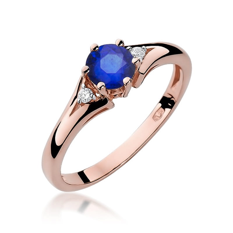 Inel Aur 14K cu Safir 0.50 ct si Diamante Naturale 0.03 ct, imaginea 8 din 10