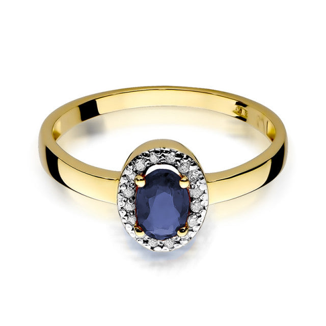Inel Aur 14K cu Safir 0.70 ct si Diamante Naturale 0.08 ct, imaginea 2 din 10