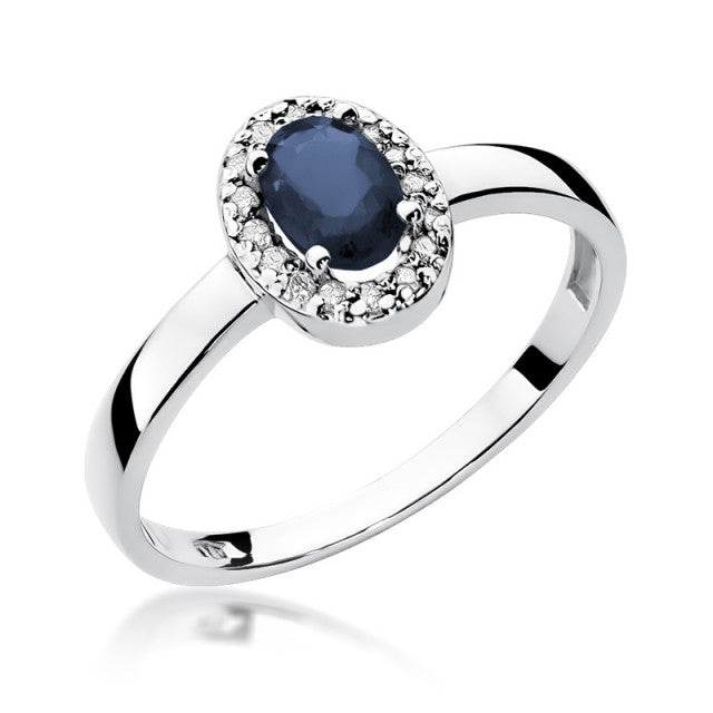 Inel Aur 14K cu Safir 0.70 ct si Diamante Naturale 0.08 ct, imaginea 5 din 10