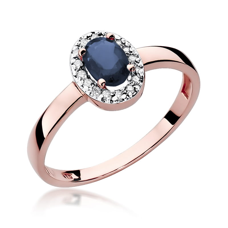Inel Aur 14K cu Safir 0.70 ct si Diamante Naturale 0.08 ct, imaginea 8 din 10