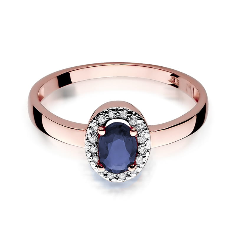 Inel Aur 14K cu Safir 0.70 ct si Diamante Naturale 0.08 ct, imaginea 9 din 10
