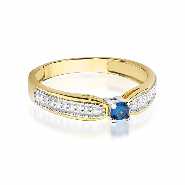 Inel Aur 14K cu Safir 0.15 ct si Diamante Naturale 0.09 ct, imaginea 2 din 10
