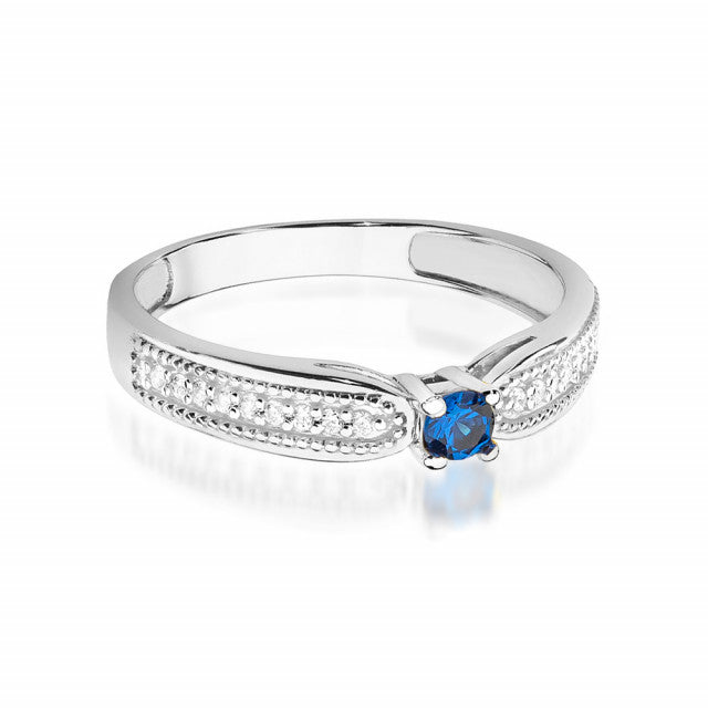 Inel Aur 14K cu Safir 0.15 ct si Diamante Naturale 0.09 ct, imaginea 6 din 10
