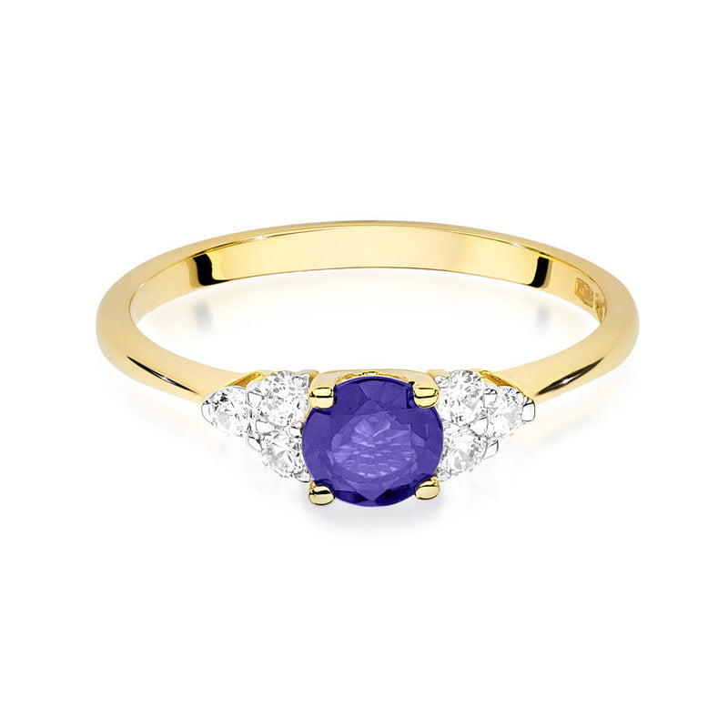 Inel Aur 14K cu Tanzanit 0.50 ct si Diamante Naturale 0.18 ct, imaginea 2 din 12