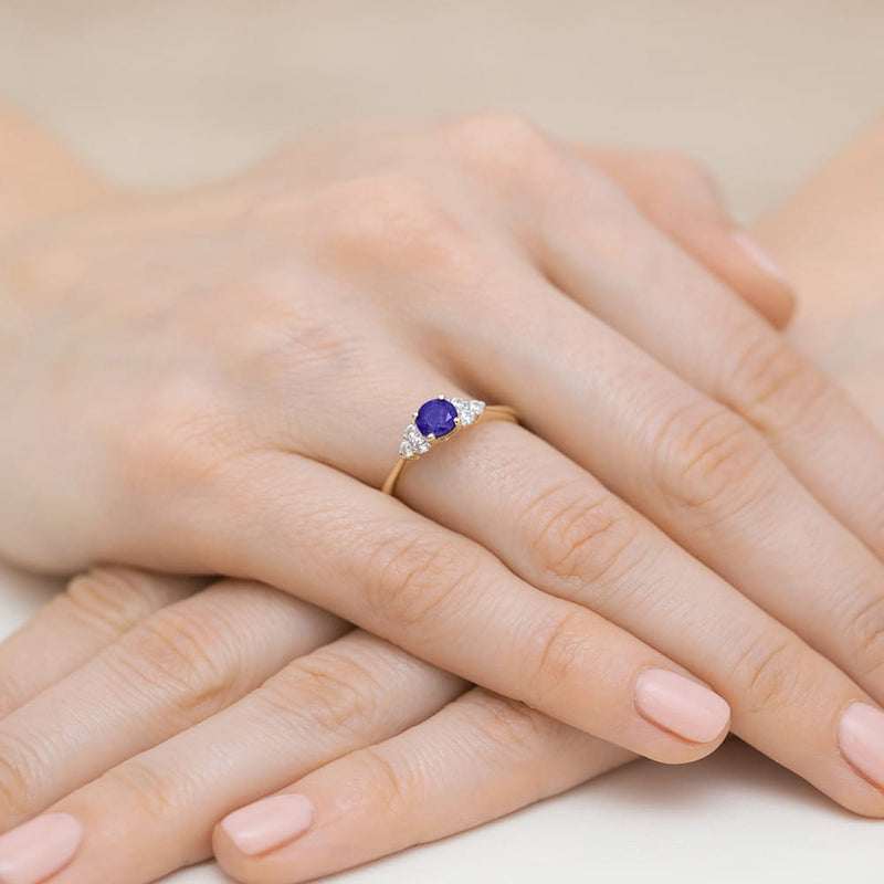 Inel Aur 14K cu Tanzanit 0.50 ct si Diamante Naturale 0.18 ct, imaginea 4 din 12