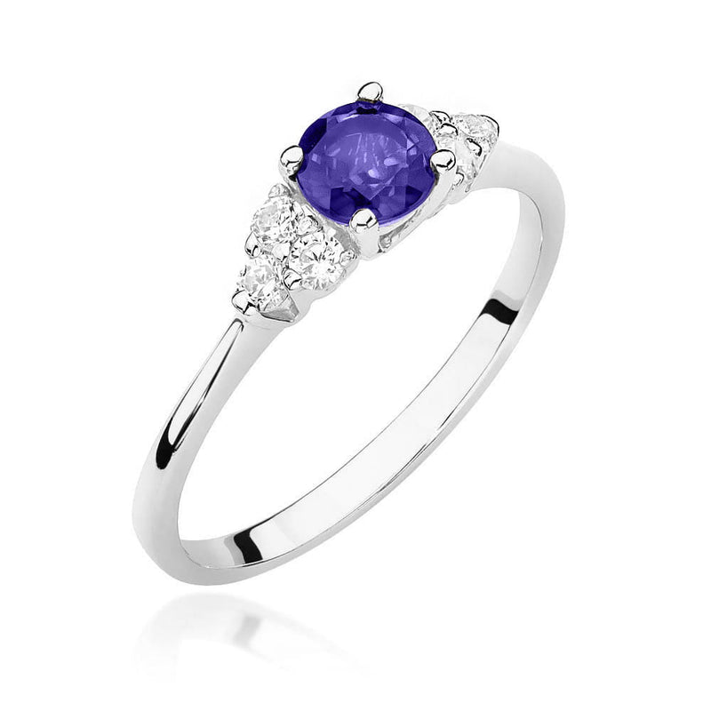 Inel Aur 14K cu Tanzanit 0.50 ct si Diamante Naturale 0.18 ct, imaginea 5 din 12