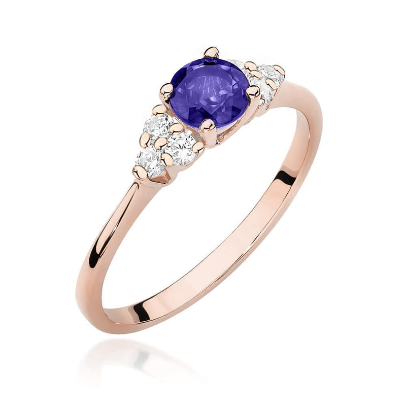 Inel Aur 14K cu Tanzanit 0.50 ct si Diamante Naturale 0.18 ct, imaginea 9 din 12