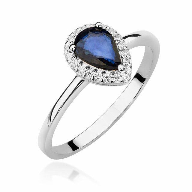 Inel Aur 14K cu Safir 0.60 ct si Diamante Naturale 0.10 ct, imaginea 5 din 11