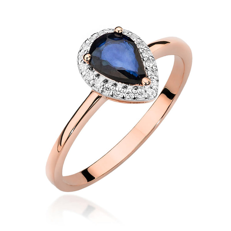Inel Aur 14K cu Safir 0.60 ct si Diamante Naturale 0.10 ct, imaginea 8 din 11