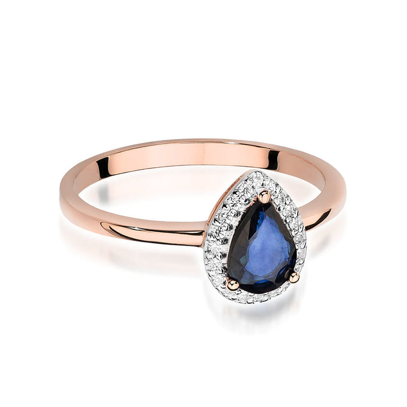 Inel Aur 14K cu Safir 0.60 ct si Diamante Naturale 0.10 ct, imaginea 9 din 11