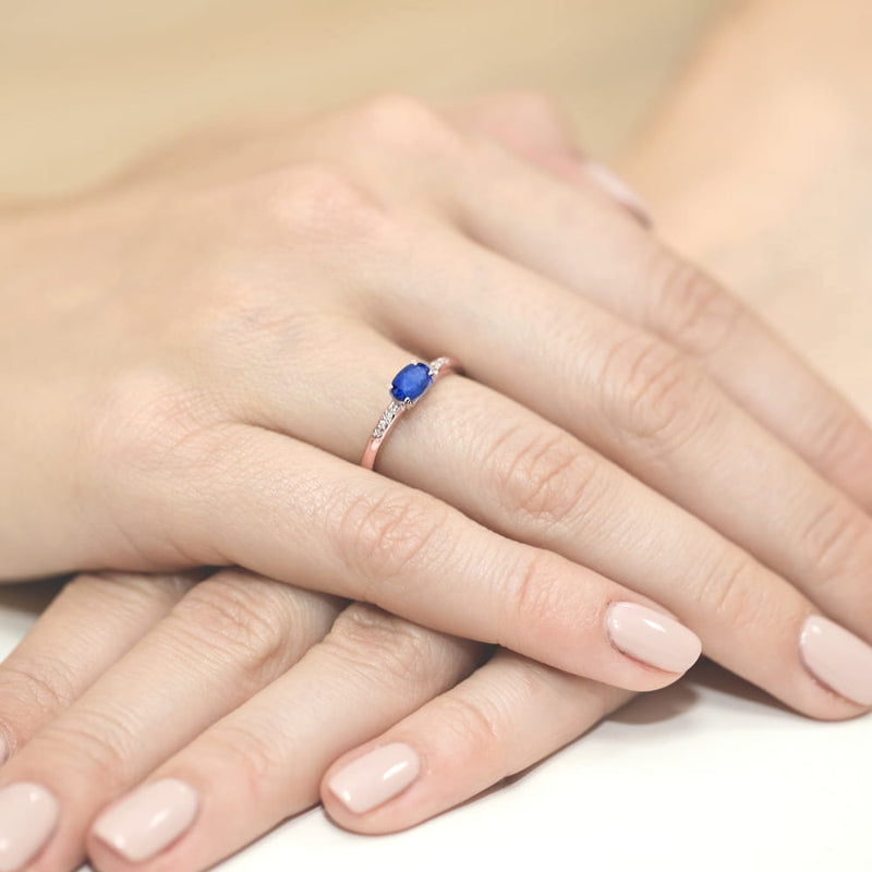 Inel Aur 14K cu Safir 0.70 ct si Diamante Naturale 0.03 ct, imaginea 11 din 11