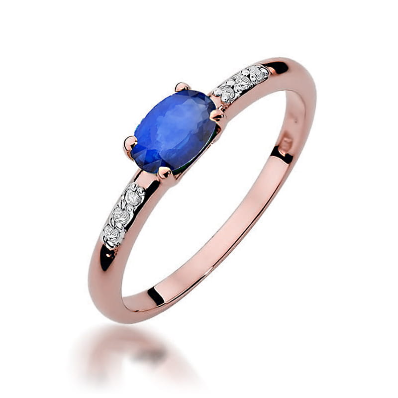 Inel Aur 14K cu Safir 0.70 ct si Diamante Naturale 0.03 ct, imaginea 8 din 11