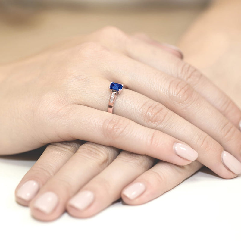 Inel Aur 14K cu Safir 0.60 ct si Diamante Naturale 0.04 ct, imaginea 11 din 11