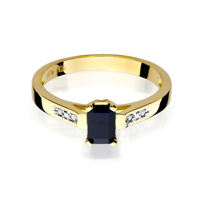 Inel Aur 14K cu Safir 0.60 ct si Diamante Naturale 0.04 ct, imaginea 2 din 11