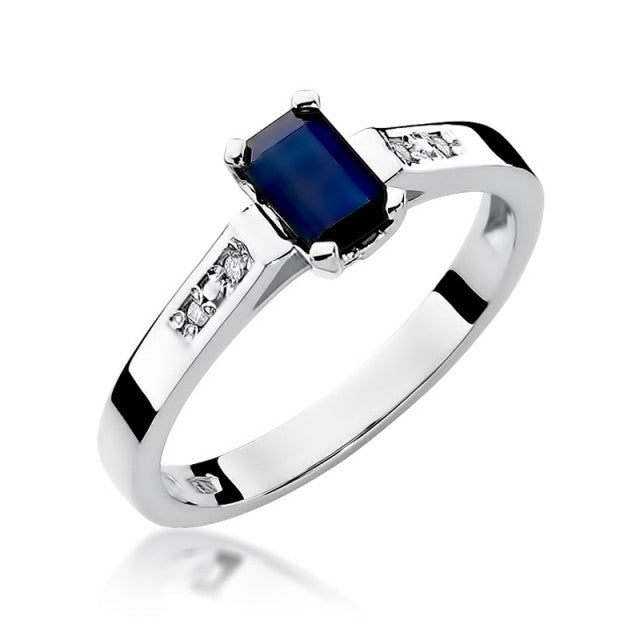 Inel Aur 14K cu Safir 0.60 ct si Diamante Naturale 0.04 ct, imaginea 5 din 11