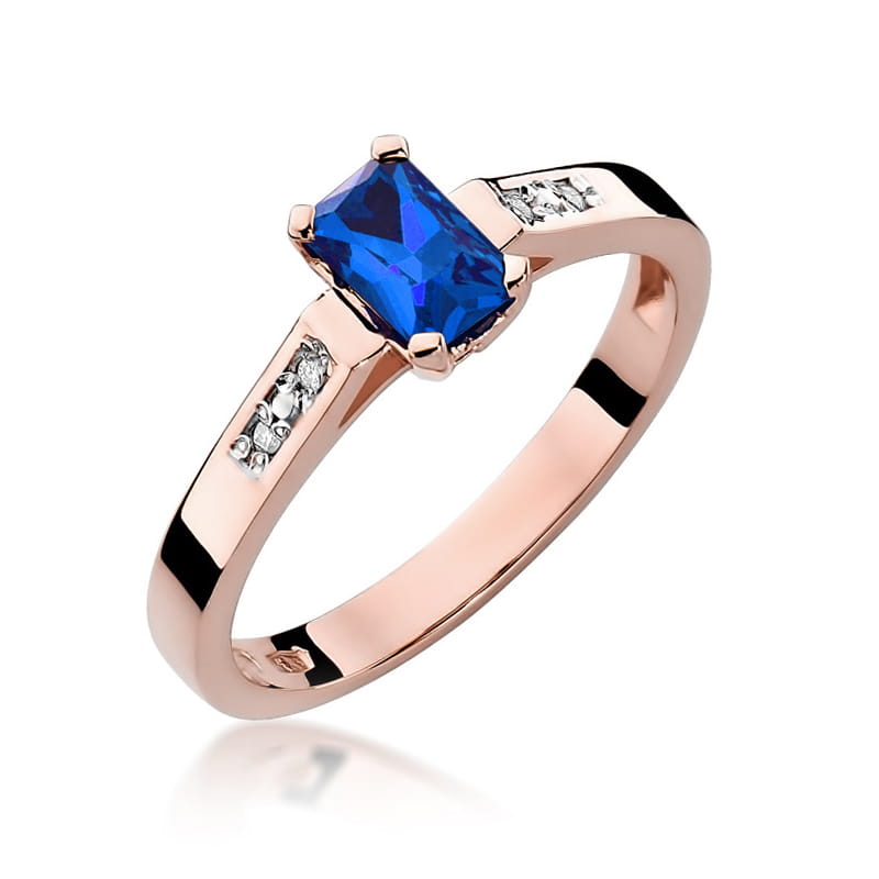 Inel Aur 14K cu Safir 0.60 ct si Diamante Naturale 0.04 ct, imaginea 8 din 11