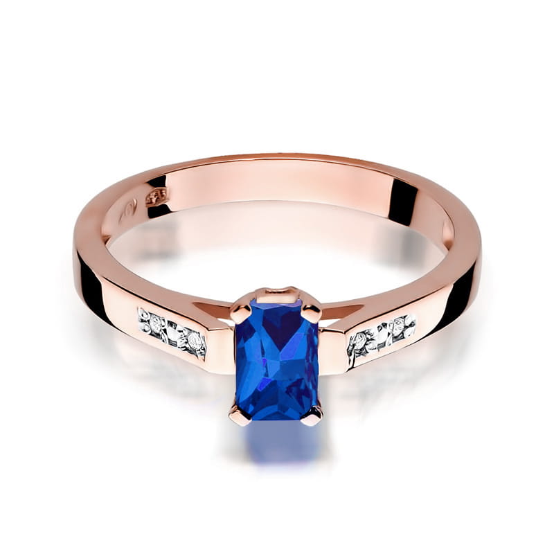 Inel Aur 14K cu Safir 0.60 ct si Diamante Naturale 0.04 ct, imaginea 9 din 11