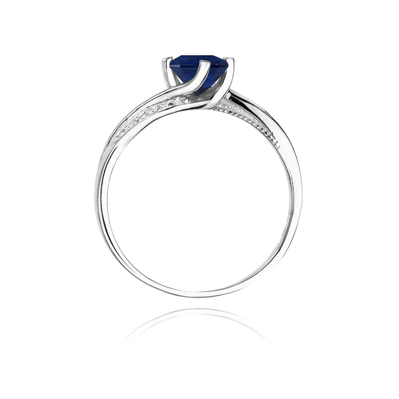 Inel Aur 14K cu Safir 0.50 ct si Diamante Naturale 0.05 ct, imaginea 7 din 10