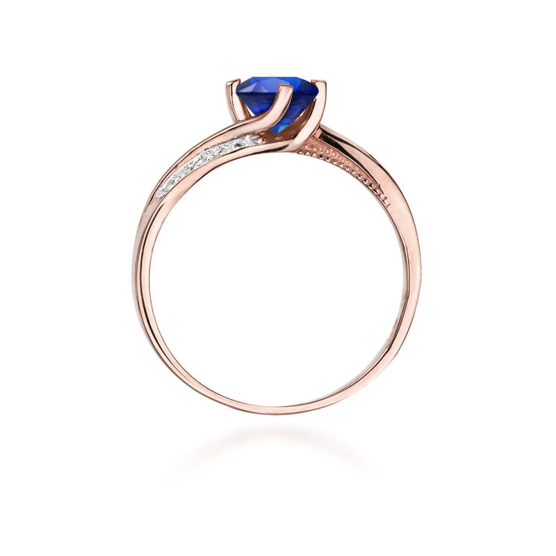 Inel Aur 14K cu Safir 0.50 ct si Diamante Naturale 0.05 ct, imaginea 10 din 10