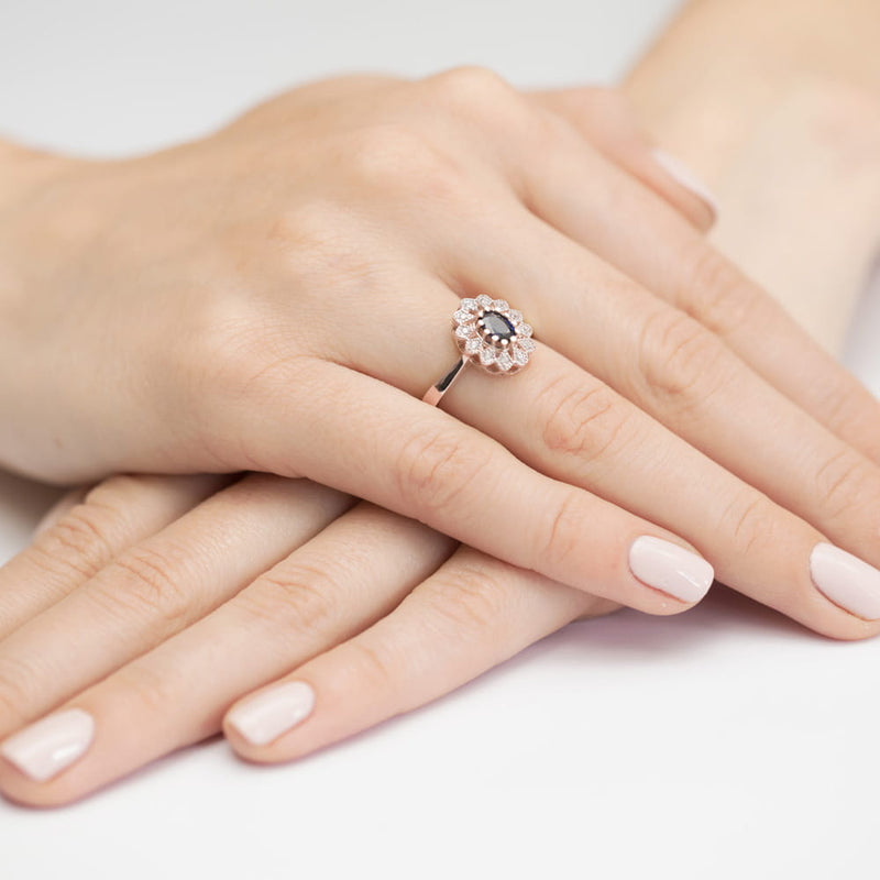 Inel Aur 14K cu Safir 0.70 ct si Diamante Naturale 0.10 ct, imaginea 11 din 11