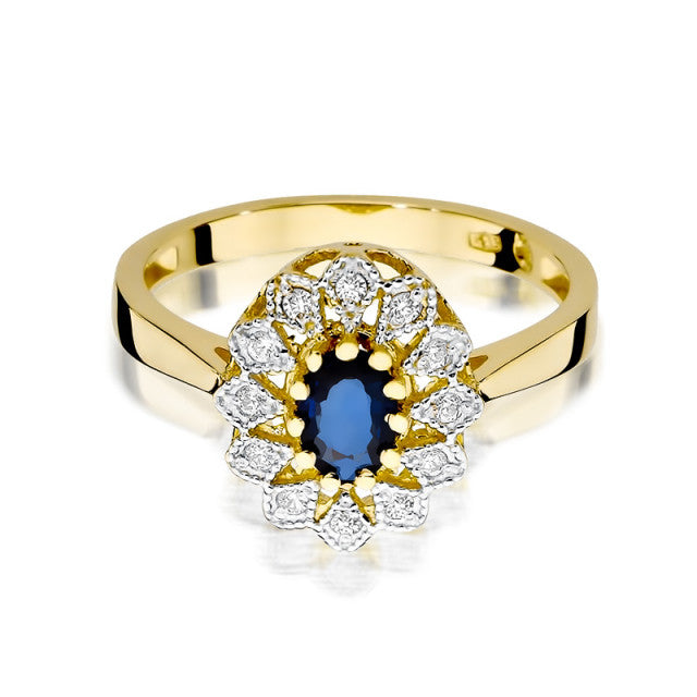 Inel Aur 14K cu Safir 0.70 ct si Diamante Naturale 0.10 ct, imaginea 2 din 11