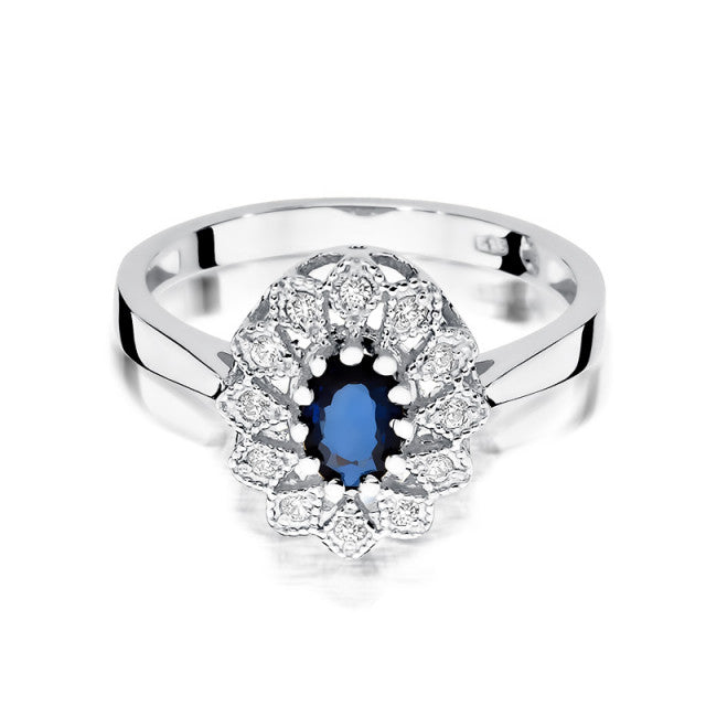 Inel Aur 14K cu Safir 0.70 ct si Diamante Naturale 0.10 ct, imaginea 6 din 11