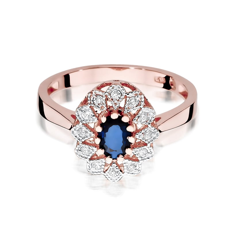 Inel Aur 14K cu Safir 0.70 ct si Diamante Naturale 0.10 ct, imaginea 9 din 11