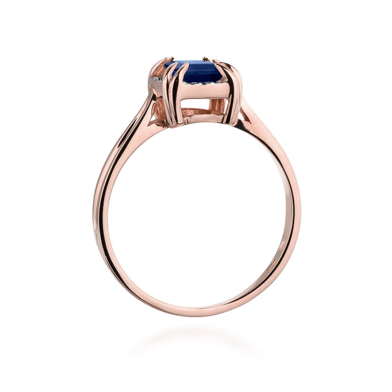 Inel Aur 14K cu Safir 0.70 ct si Diamante Naturale 0.06 ct, imaginea 11 din 12