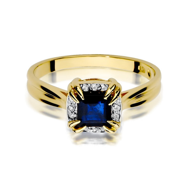 Inel Aur 14K cu Safir 0.70 ct si Diamante Naturale 0.06 ct, imaginea 2 din 12