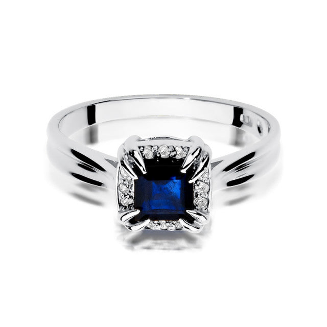 Inel Aur 14K cu Safir 0.70 ct si Diamante Naturale 0.06 ct, imaginea 6 din 12