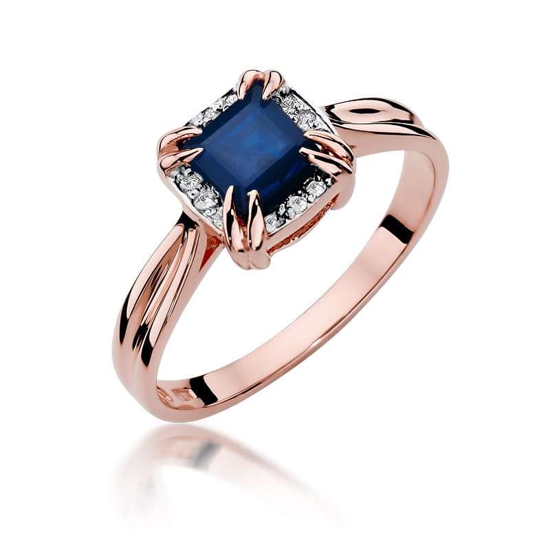 Inel Aur 14K cu Safir 0.70 ct si Diamante Naturale 0.06 ct, imaginea 9 din 12