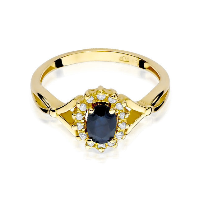 Inel Aur 14K cu Safir 0.70 ct si Diamante Naturale 0.12 ct, imaginea 2 din 11