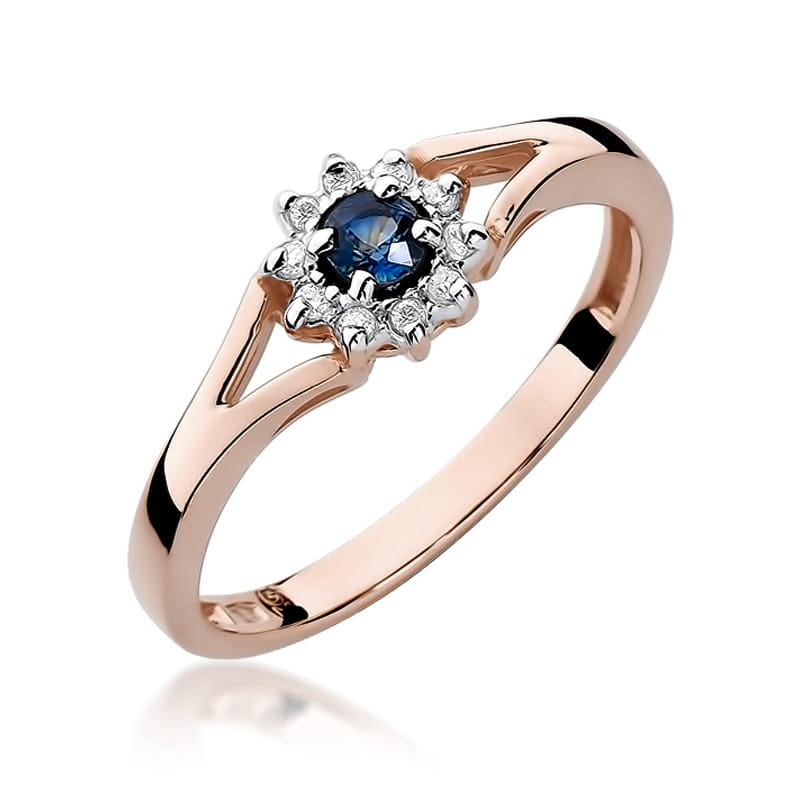 Inel Aur 14K cu Safir 0.15 ct si Diamante Naturale 0.09 ct, imaginea 6 din 8