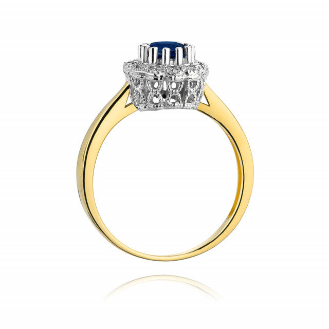 Inel Aur 14K cu Safir 0.50 ct si Diamante Naturale 0.17 ct, imaginea 2 din 8