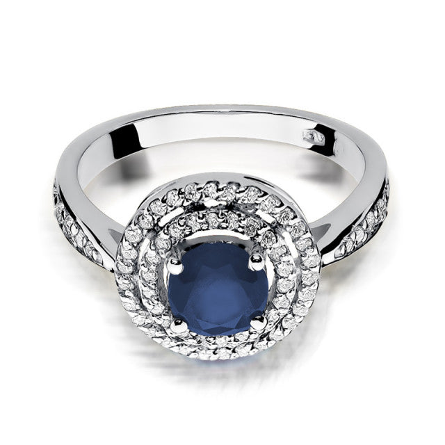 Inel Aur 14K cu Safir 1.00 ct si Diamante Naturale 0.37 ct, imaginea 6 din 9
