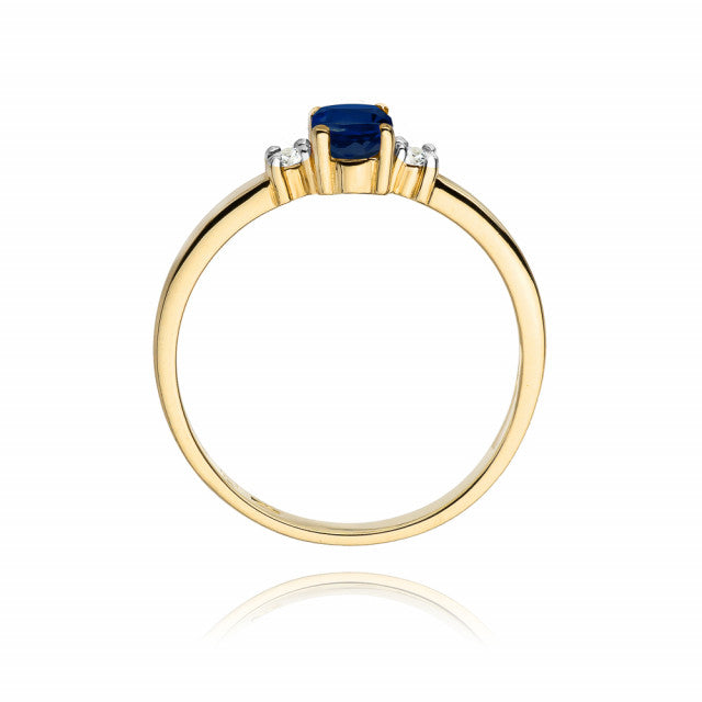 Inel Aur 14K cu Safir 0.70 ct si Diamante Naturale 0.08 ct, imaginea 3 din 10