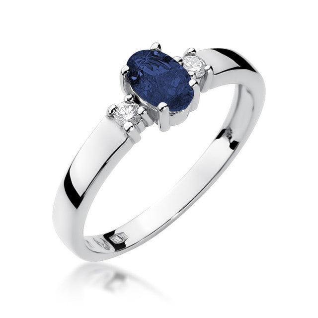 Inel Aur 14K cu Safir 0.70 ct si Diamante Naturale 0.08 ct, imaginea 5 din 10
