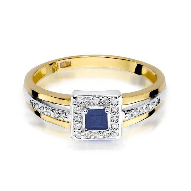 Inel Aur 14K cu Safir 0.20 ct si Diamante Naturale 0.14 ct, imaginea 2 din 10