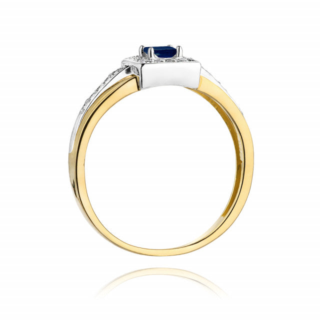 Inel Aur 14K cu Safir 0.20 ct si Diamante Naturale 0.14 ct, imaginea 3 din 10