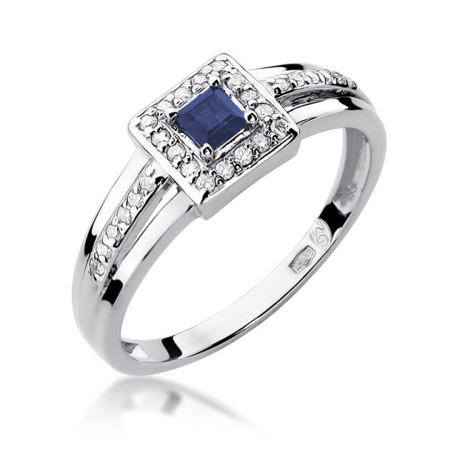 Inel Aur 14K cu Safir 0.20 ct si Diamante Naturale 0.14 ct, imaginea 5 din 10