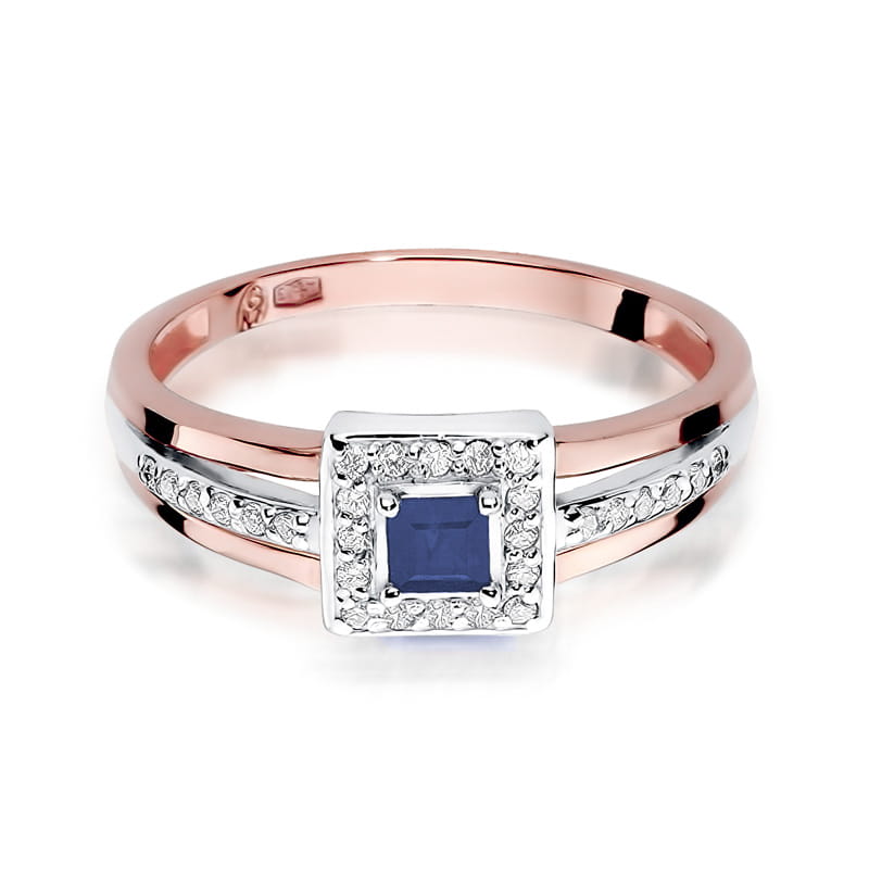 Inel Aur 14K cu Safir 0.20 ct si Diamante Naturale 0.14 ct, imaginea 9 din 10