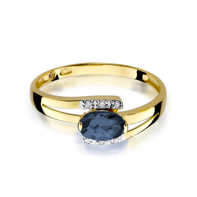 Inel Aur 14K cu Safir 0.70 ct si Diamante Naturale 0.05 ct, imaginea 2 din 11
