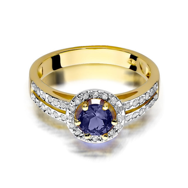 Inel Aur 14K cu Safir 0.50 ct si Diamante Naturale 0.20 ct, imaginea 2 din 11