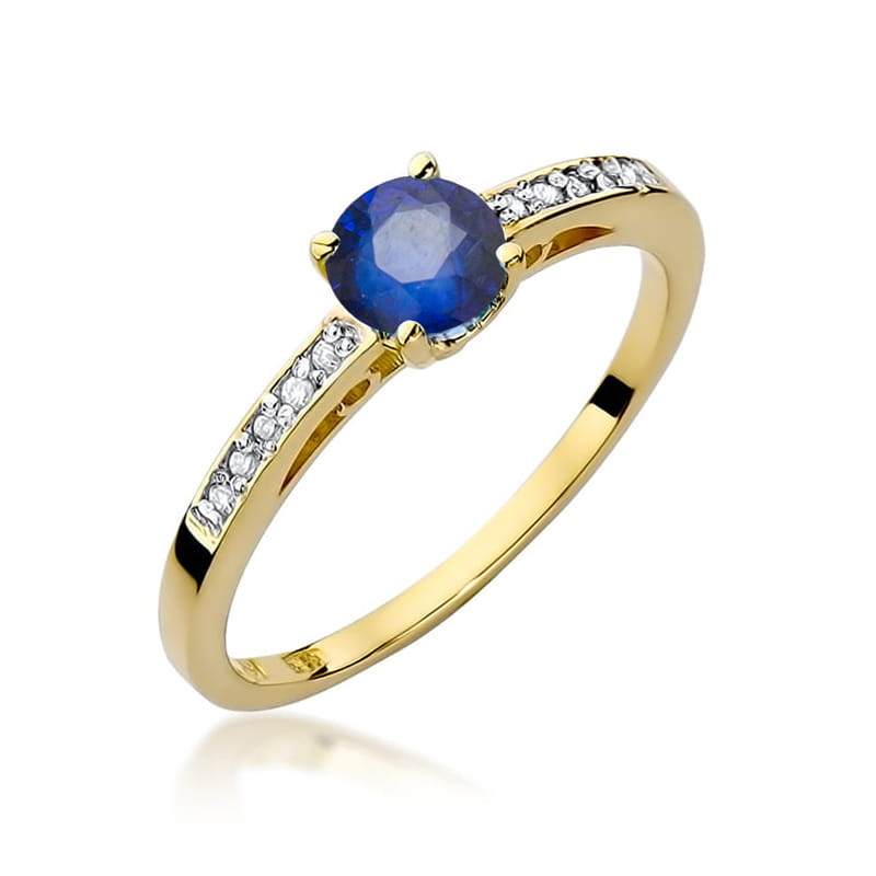 Inel Aur 14K cu Safir 0.50 ct si Diamante Naturale 0.05 ct, imaginea 9 din 11