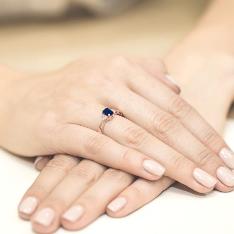 Inel Aur 14K cu Safir 0.60 ct si Diamante Naturale 0.03 ct, imaginea 11 din 11