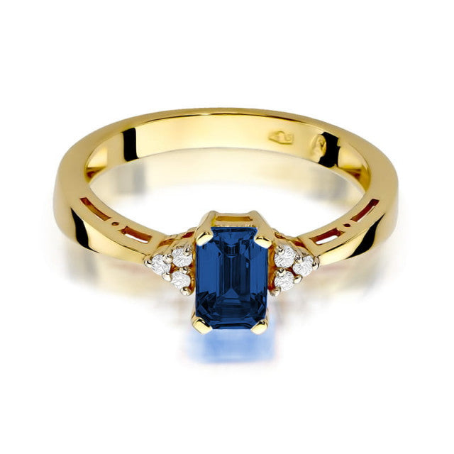 Inel Aur 14K cu Safir 0.60 ct si Diamante Naturale 0.03 ct, imaginea 2 din 11